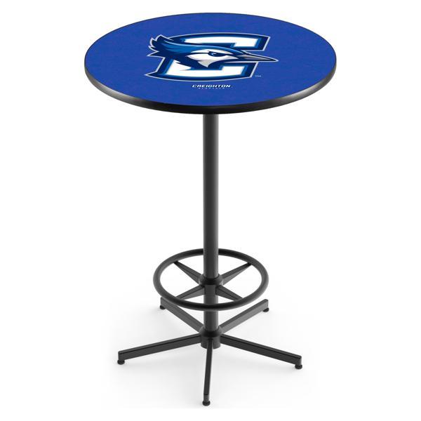 Creighton University Pub Table - Star Shape Black Wrinkle Powder Coated Steel Base - Sublimated Laminate Round Top 