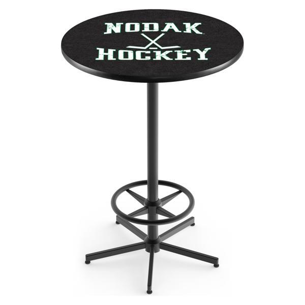 University of North Dakota Hockey Pub Table - Star Shape Black Wrinkle Powder Coated Steel Base - Sublimated Laminate Round Top 