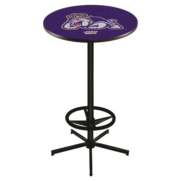 James Madison University Pub Table - Star Shape Black Wrinkle Powder Coated Steel Base - Sublimated Laminate Round Top 