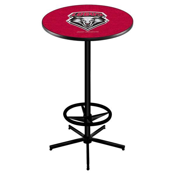 University of New Mexico Pub Table - Star Shape Black Wrinkle Powder Coated Steel Base - Sublimated Laminate Round Top 