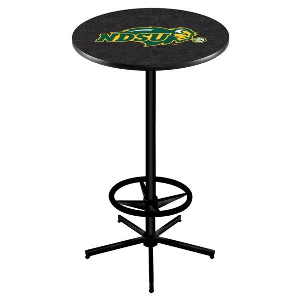 North Dakota State University Pub Table - Star Shape Black Wrinkle Powder Coated Steel Base - Sublimated Laminate Round Top - Logo 1 