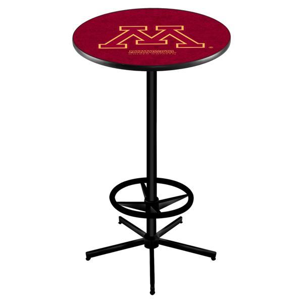 University of Minnesota Pub Table - Star Shape Black Wrinkle Powder Coated Steel Base - Sublimated Laminate Round Top 
