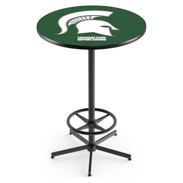 Michigan State University Pub Table - Star Shape Black Wrinkle Powder Coated Steel Base - Sublimated Laminate Round Top 