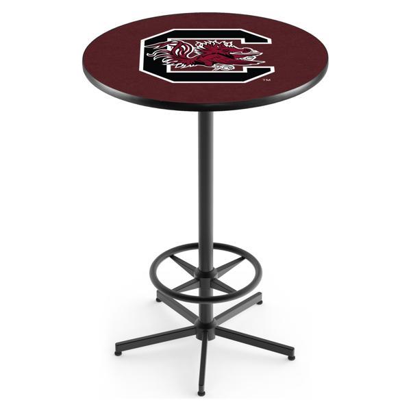 University of South Carolina Pub Table - Star Shape Black Wrinkle Powder Coated Steel Base - Sublimated Laminate Round Top 