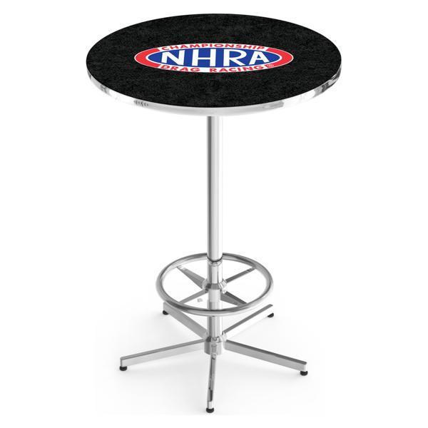 NHRA Drag Racing Pub Table - Star Shape Black Wrinkle Powder Coated Steel Base - Sublimated Laminate Round Top 
