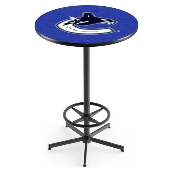 Vancouver Canucks Pub Table - Star Shape Black Wrinkle Powder Coated Steel Base - Sublimated Laminate Round Top 