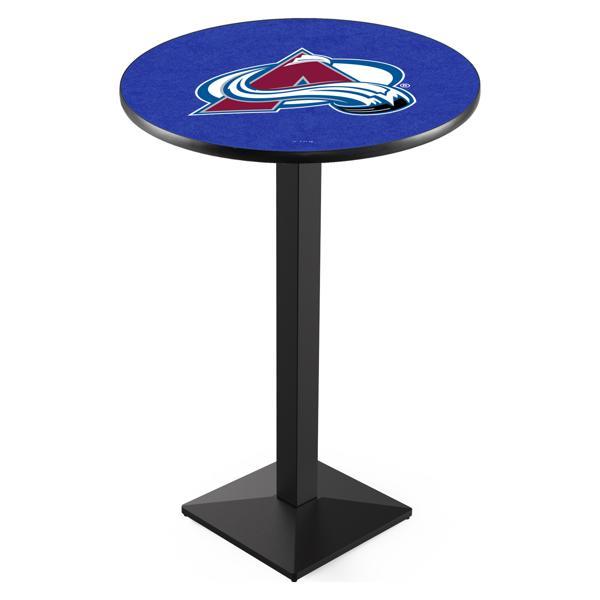 Colorado Avalanche Pub Table - Square Shape Black Wrinkle Powder Coated Steel Base - Sublimated Laminate Top 