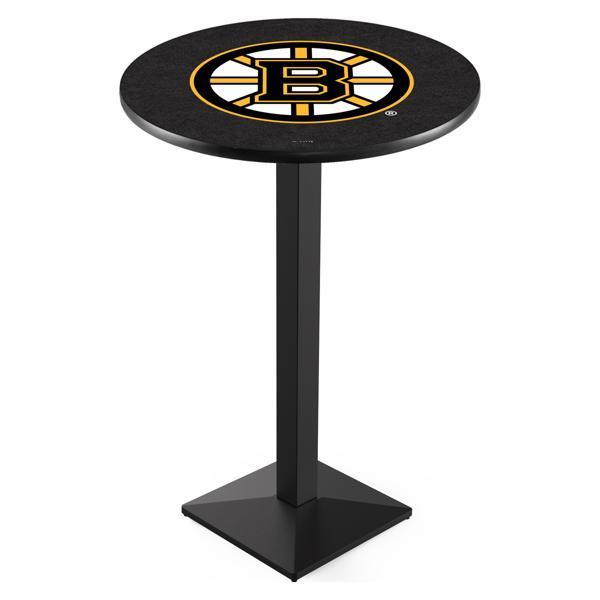 Boston Bruins Pub Table - Square Shape Black Wrinkle Powder Coated Steel Base - Sublimated Laminate Top 