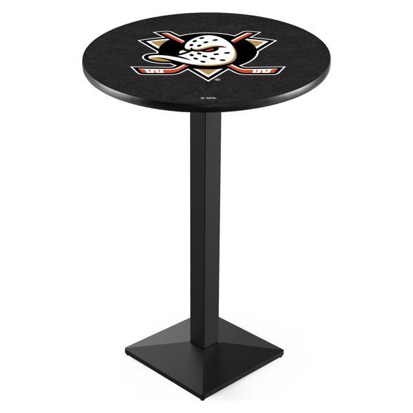 Anaheim Ducks Pub Table - Square Shape Black Wrinkle Powder Coated Steel Base - Sublimated Laminate Top 