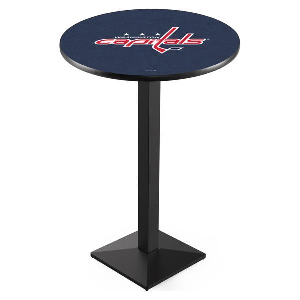 Washington Capitals Pub Table - Square Shape Black Wrinkle Powder Coated Steel Base - Sublimated Laminate Top 