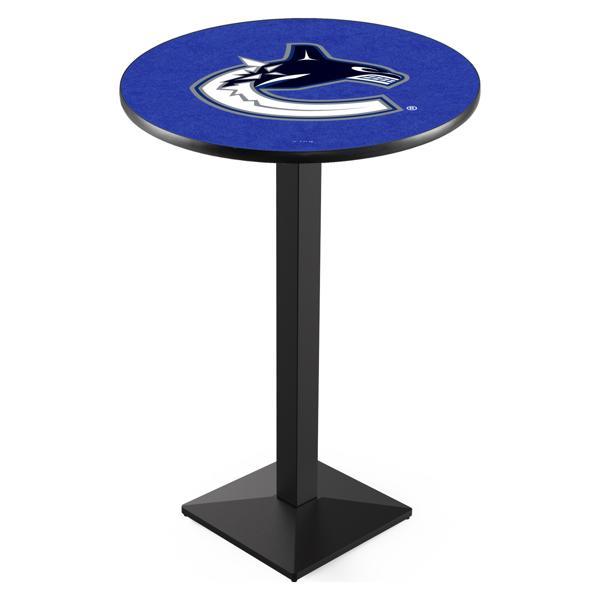 Vancouver Canucks Pub Table - Square Shape Black Wrinkle Powder Coated Steel Base - Sublimated Laminate Top 