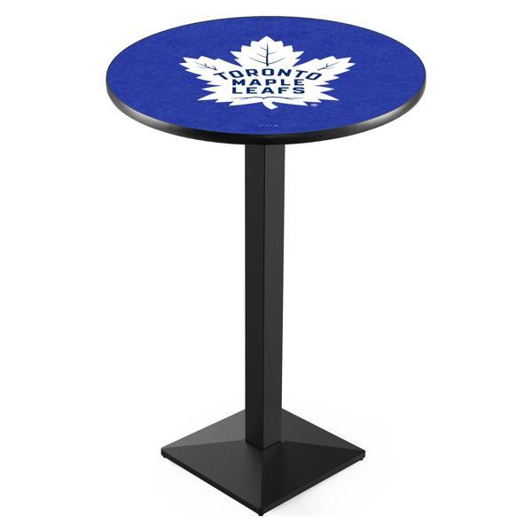 Toronto Maple Leafs Pub Table - Square Shape Black Wrinkle Powder Coated Steel Base - Sublimated Laminate Top 