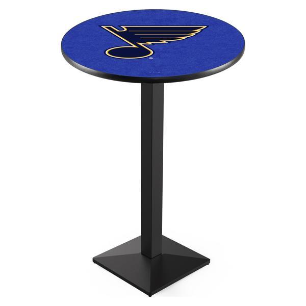 St Louis Blues Pub Table - Square Shape Black Wrinkle Powder Coated Steel Base - Sublimated Laminate Top 