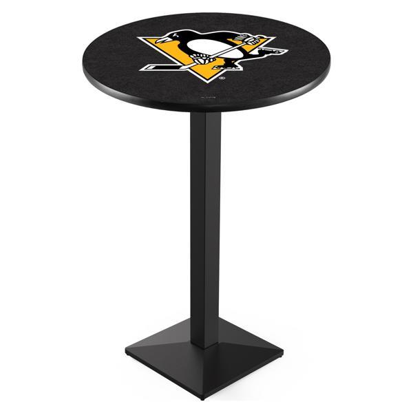 Pittsburgh Penguins Pub Table - Square Shape Black Wrinkle Powder Coated Steel Base - Sublimated Laminate Top 