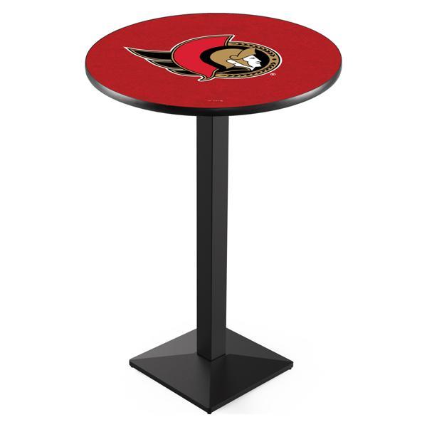 Ottawa Senators Pub Table - Square Shape Black Wrinkle Powder Coated Steel Base - Sublimated Laminate Top 