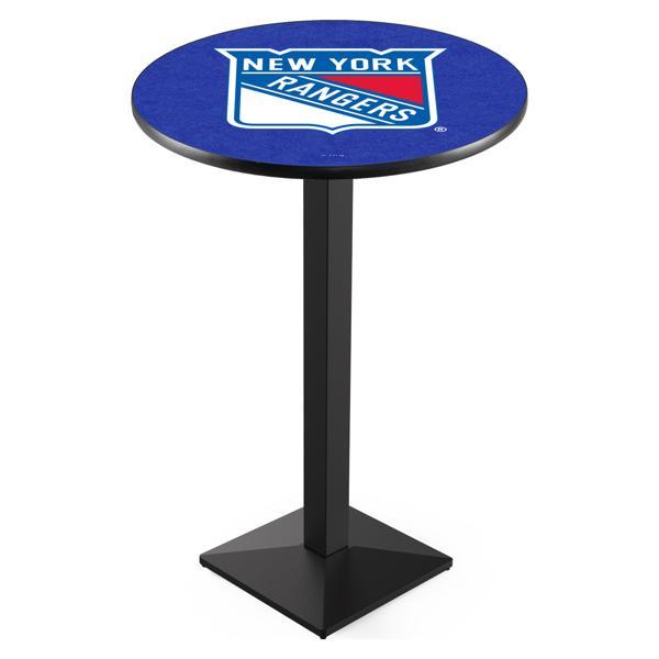 New York Rangers Pub Table - Square Shape Black Wrinkle Powder Coated Steel Base - Sublimated Laminate Top 