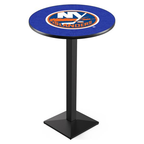New York Islanders Pub Table - Square Shape Black Wrinkle Powder Coated Steel Base - Sublimated Laminate Top 