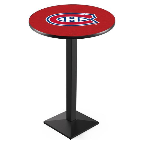 Montreal Canadiens Pub Table - Square Shape Black Wrinkle Powder Coated Steel Base - Sublimated Laminate Top 