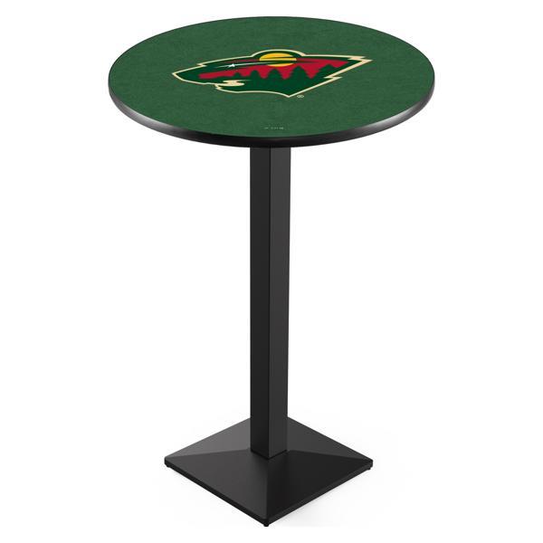 Minnesota Wild Pub Table - Square Shape Black Wrinkle Powder Coated Steel Base - Sublimated Laminate Top 