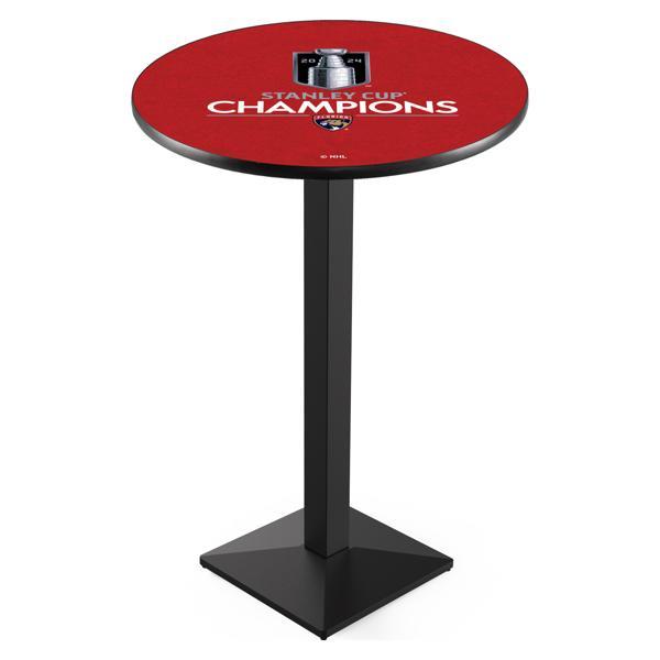Florida Panthers - 2024 Stanley Cup Pub Table - Square Shape Black Wrinkle Powder Coated Steel Base - Sublimated Laminate Top - Logo 1 