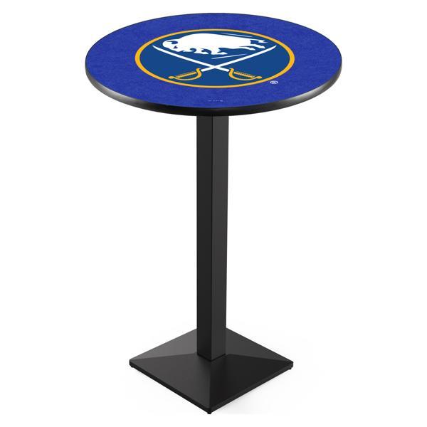 Buffalo Sabres Pub Table - Square Shape Black Wrinkle Powder Coated Steel Base - Sublimated Laminate Top 