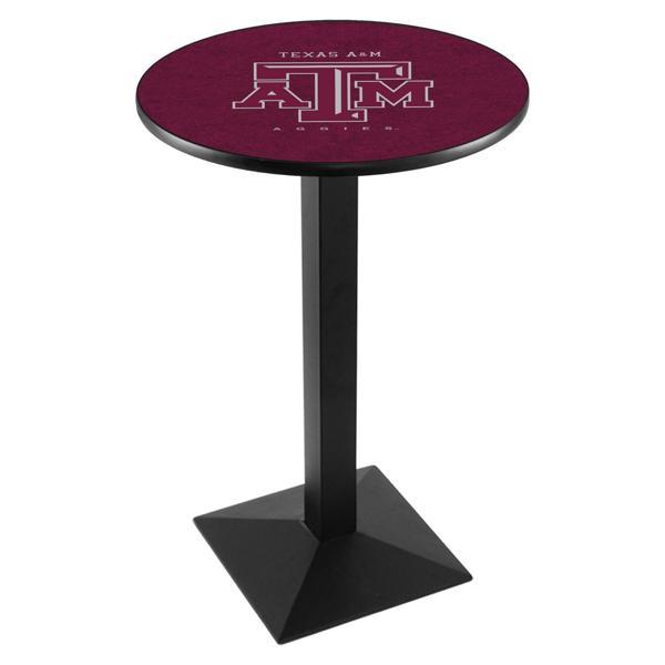 Texas A&M Pub Table - Square Shape Black Wrinkle Powder Coated Steel Base - Sublimated Laminate Top 