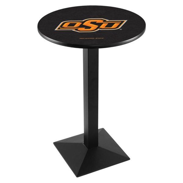 Oklahoma State University Pub Table - Square Shape Black Wrinkle Powder Coated Steel Base - Sublimated Laminate Top 