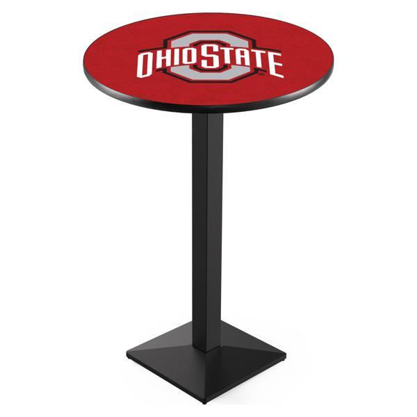 Ohio State University Pub Table - Square Shape Black Wrinkle Powder Coated Steel Base - Sublimated Laminate Top 