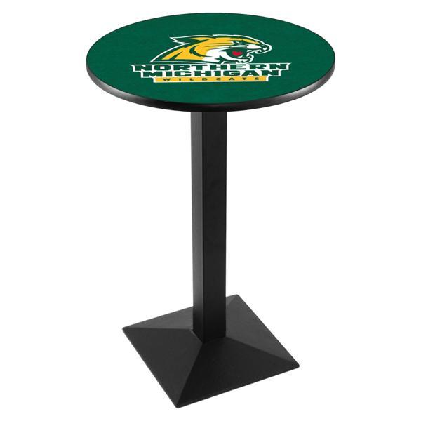 Northern Michigan University Pub Table - Square Shape Black Wrinkle Powder Coated Steel Base - Sublimated Laminate Top 