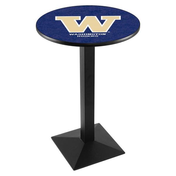 University of Washington Pub Table - Square Shape Black Wrinkle Powder Coated Steel Base - Sublimated Laminate Top 