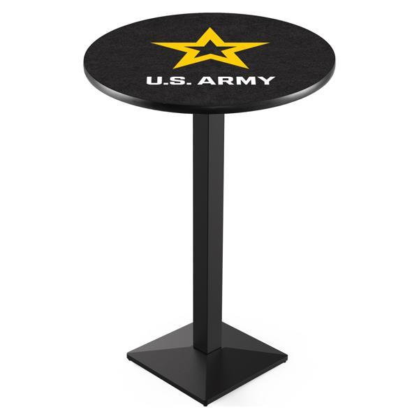 United States Army Pub Table - Square Shape Black Wrinkle Powder Coated Steel Base - Sublimated Laminate Top 