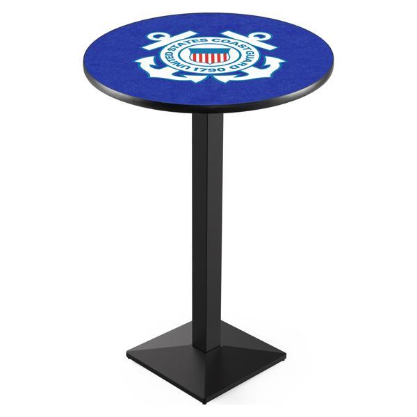 United States Coast Guard Pub Table - Square Shape Black Wrinkle Powder Coated Steel Base - Sublimated Laminate Top 