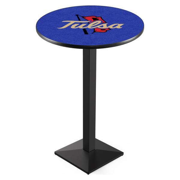 University of Tulsa Pub Table - Square Shape Black Wrinkle Powder Coated Steel Base - Sublimated Laminate Top 