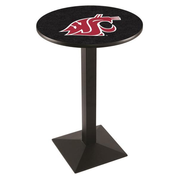 Washington State University Pub Table - Square Shape Black Wrinkle Powder Coated Steel Base - Sublimated Laminate Top 