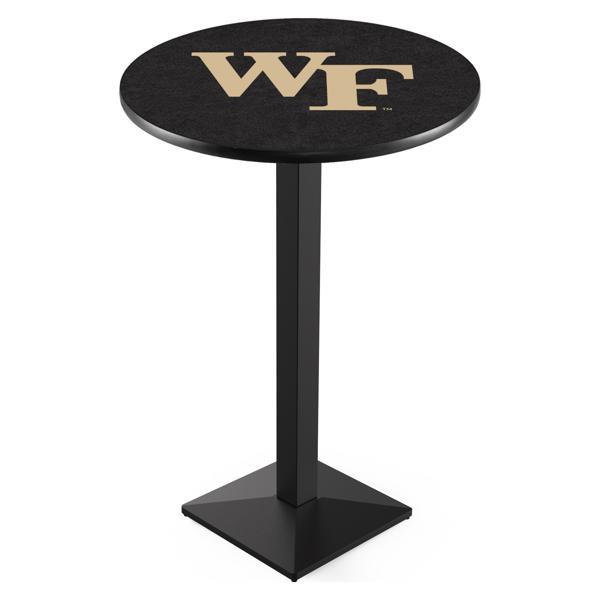 Wake Forest University Pub Table - Square Shape Black Wrinkle Powder Coated Steel Base - Sublimated Laminate Top 