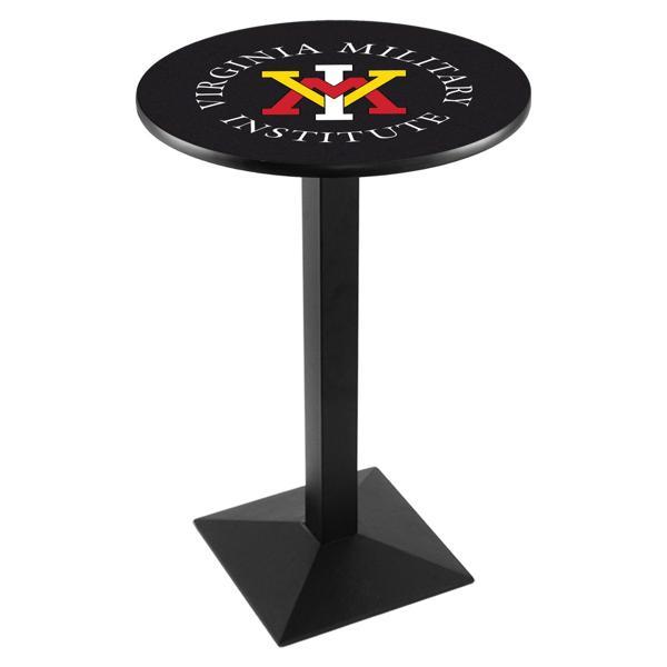 Virginia Military Institute Pub Table - Square Shape Black Wrinkle Powder Coated Steel Base - Sublimated Laminate Top 