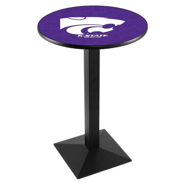Kansas State University Pub Table - Square Shape Black Wrinkle Powder Coated Steel Base - Sublimated Laminate Top 