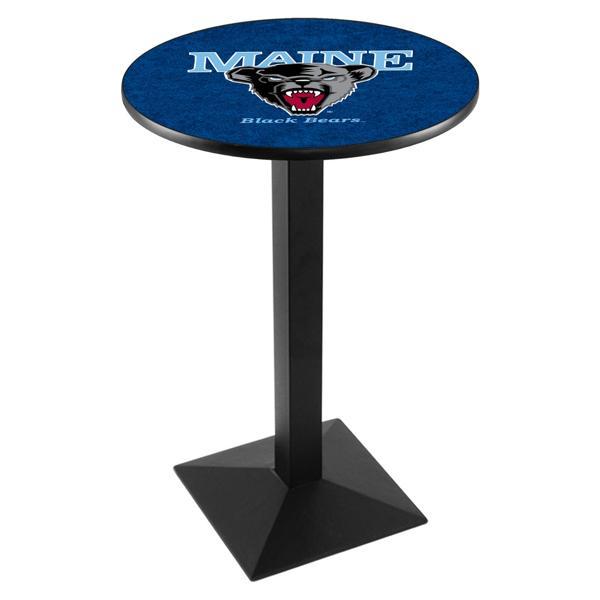 University of Maine Pub Table - Square Shape Black Wrinkle Powder Coated Steel Base - Sublimated Laminate Top 