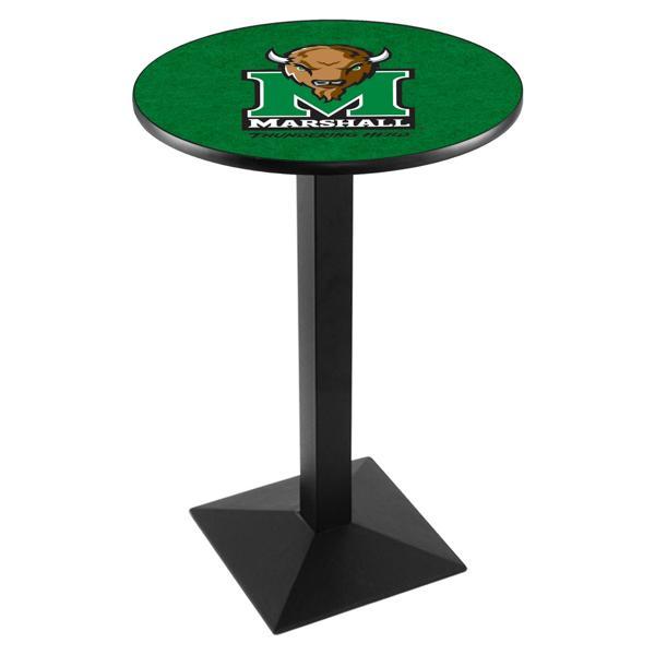 Marshall University Pub Table - Square Shape Black Wrinkle Powder Coated Steel Base - Sublimated Laminate Top 