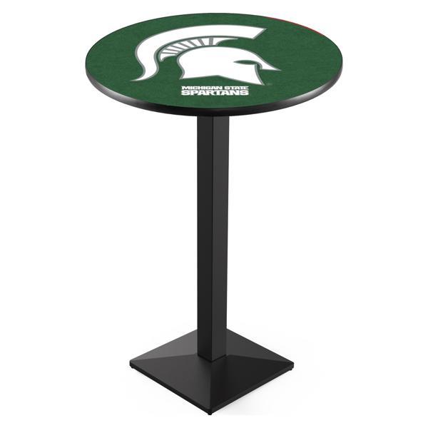Michigan State University Pub Table - Square Shape Black Wrinkle Powder Coated Steel Base - Sublimated Laminate Top 