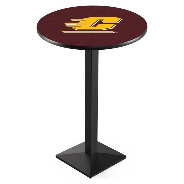 Central Michigan University Pub Table - Square Shape Black Wrinkle Powder Coated Steel Base - Sublimated Laminate Top 