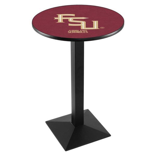 Florida State Script Pub Table - Square Shape Black Wrinkle Powder Coated Steel Base - Sublimated Laminate Top - Logo 2 