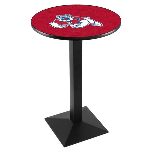 Fresno State University Pub Table - Square Shape Black Wrinkle Powder Coated Steel Base - Sublimated Laminate Top 
