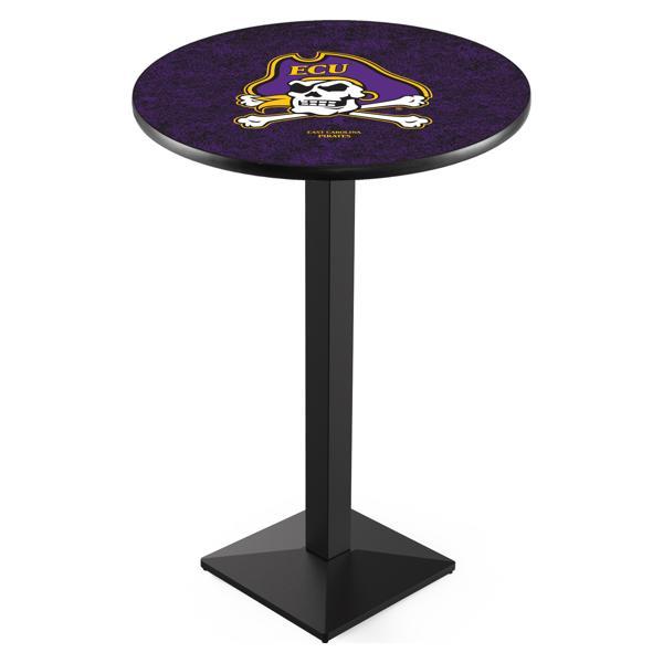East Carolina University Pub Table - Square Shape Black Wrinkle Powder Coated Steel Base - Sublimated Laminate Top 