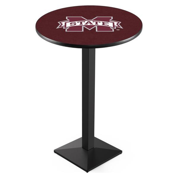 Mississippi State University Pub Table - Square Shape Black Wrinkle Powder Coated Steel Base - Sublimated Laminate Top 