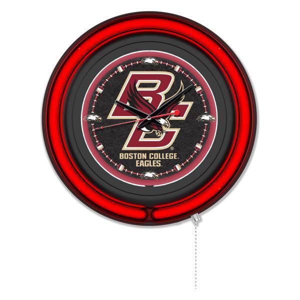 Boston College 15" Neon Logo Wall Clock - Black Casing - Team Color Specific Neon Outer Ring 