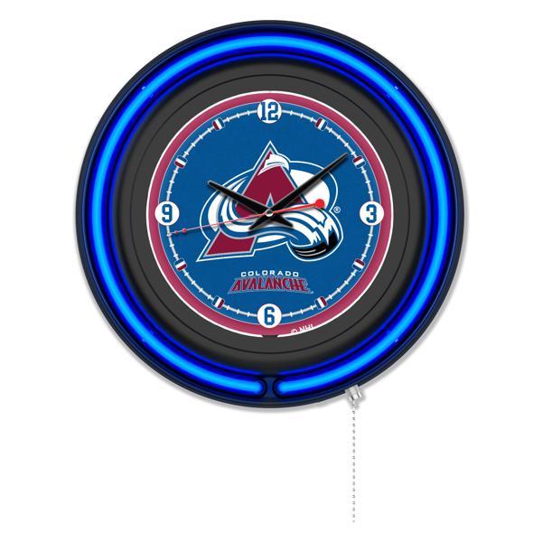 Colorado Avalanche 15" Neon Logo Wall Clock - Black Casing - Team Color Specific Neon Outer Ring 