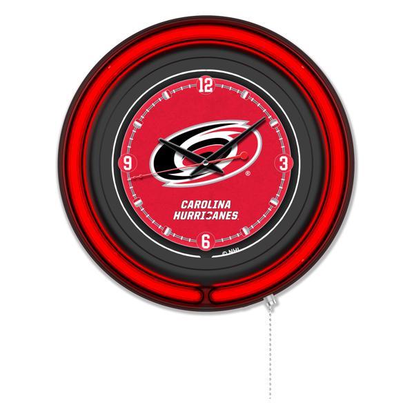 Carolina Hurricanes 15" Neon Logo Wall Clock - Black Casing - Team Color Specific Neon Outer Ring 