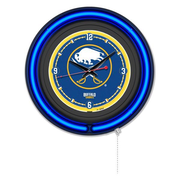 Buffalo Sabres 15" Neon Logo Wall Clock - Black Casing - Team Color Specific Neon Outer Ring 