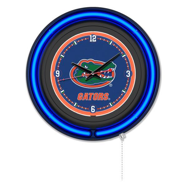 University of Florida 15" Neon Logo Wall Clock - Black Casing - Team Color Specific Neon Outer Ring 